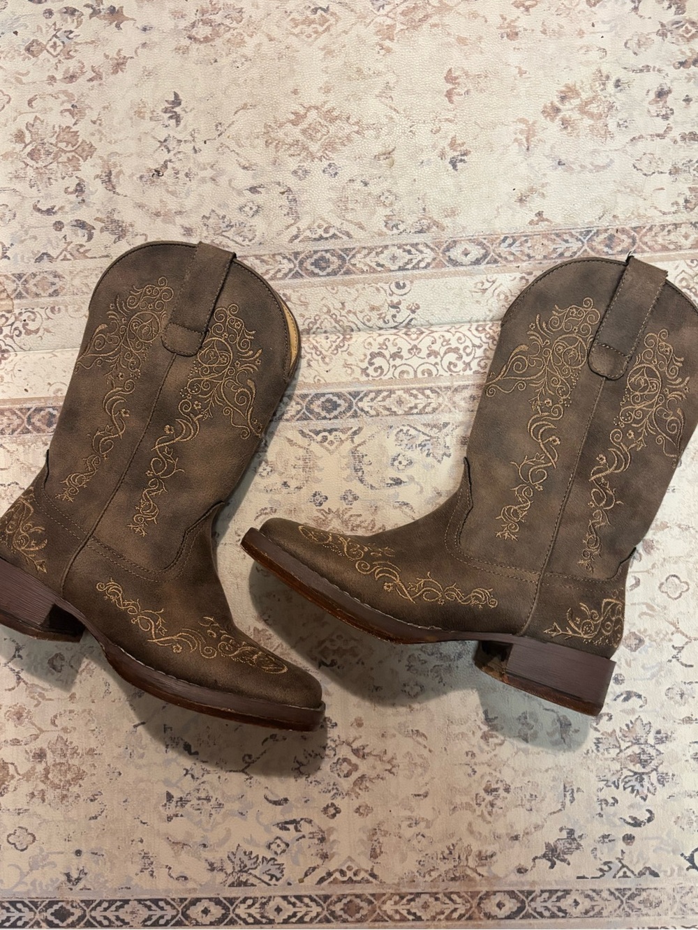 Roper Western Embroidered Scroll Boots Cowgirl Brown Women’s Size 6
